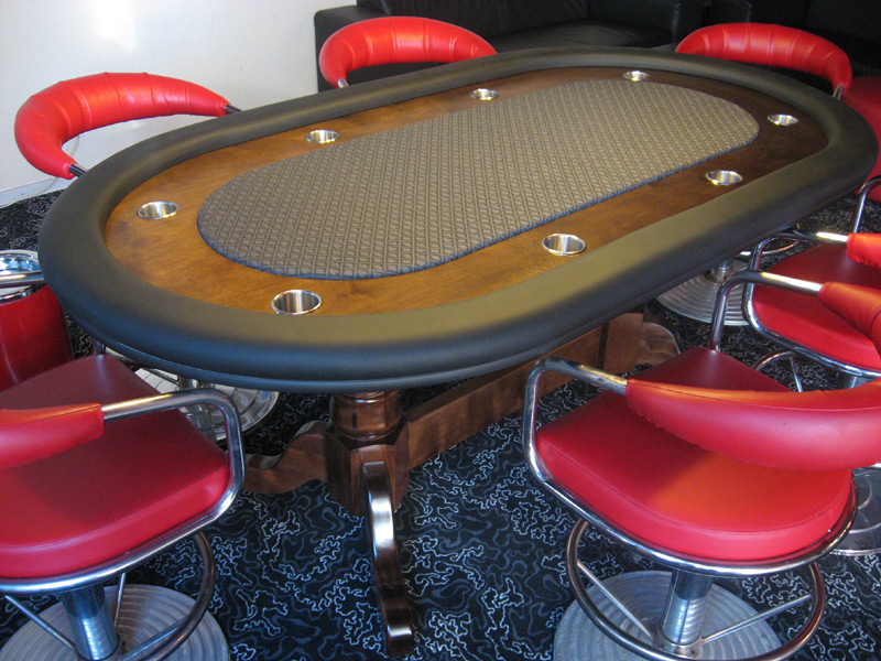 Pokertisch: Rail Whisper Vinyl Black / Racetrack Birke, Colonial Maple / Playing Surface Suited Speed Cloth Grey Black