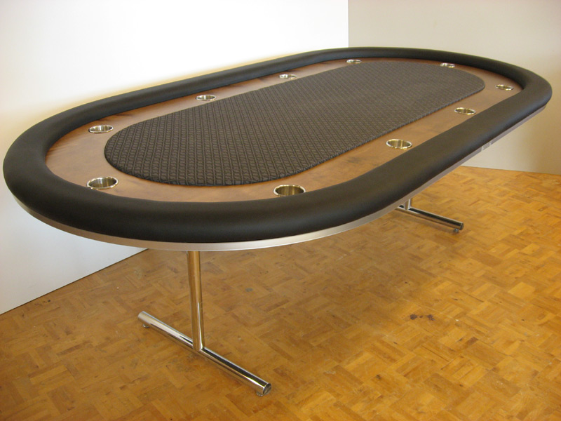 Pokertisch: Rail Whisper Vinyl Black / Racetrack Birke, Colonial Maple / Playing Surface Suited Speed Cloth Grey Black