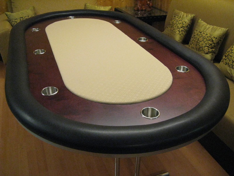 Pokertisch: Rail Snake Vinyl Ebony / Racetrack Birke, Red Mahogany / Playing Surface Suited Speed Cloth Buff
