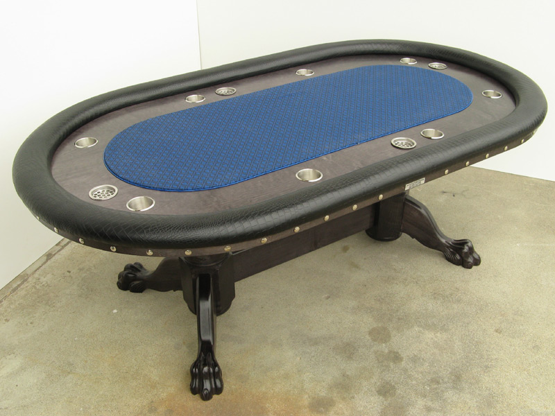 Pokertisch: Rail Croco Vinyl Black / Racetrack Birke, Ebony / Playing Surface Suited Speed Cloth Midnight Blue
